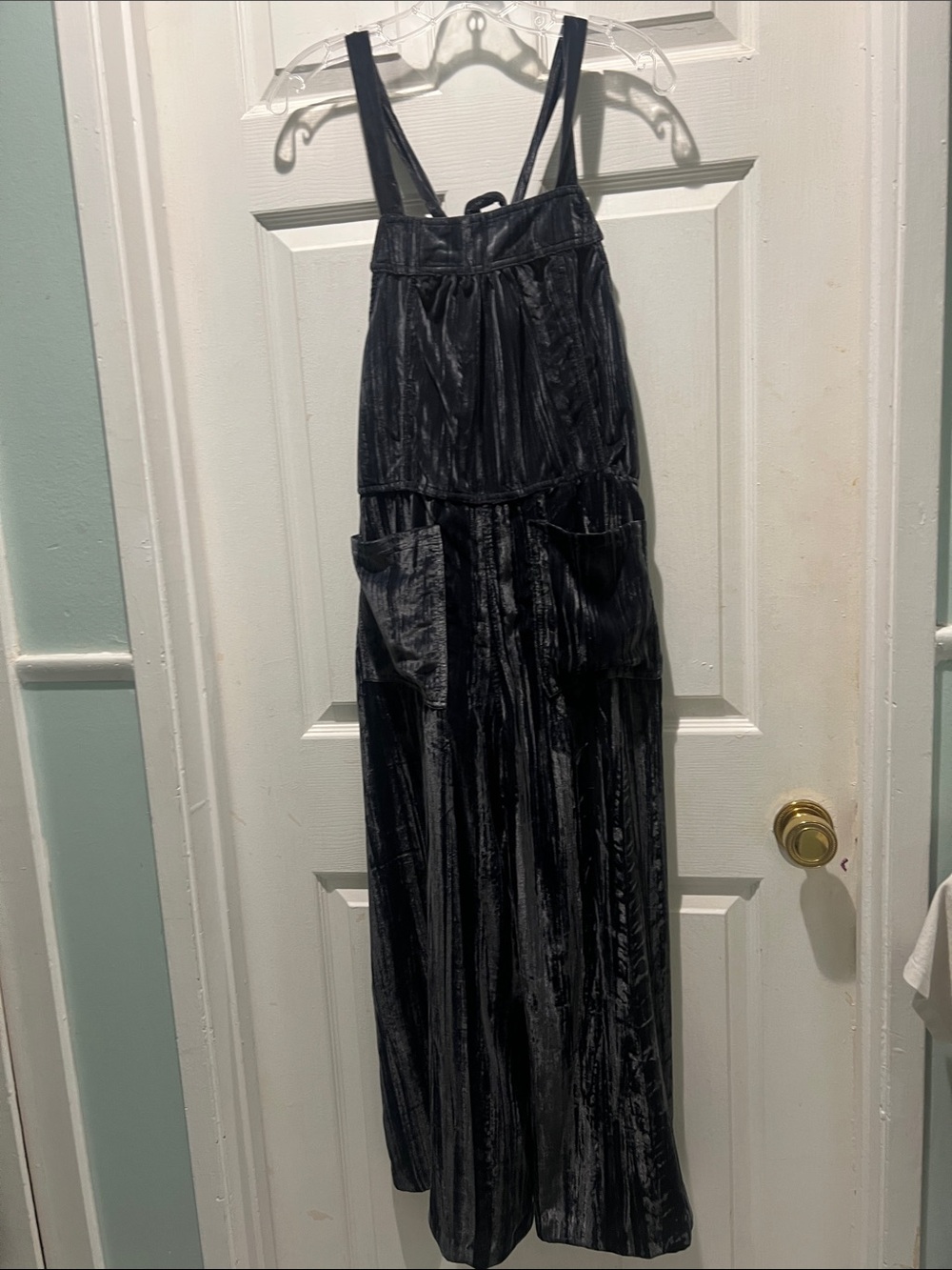 NATURAL LIFE Gray Velvet Jumpsuit with Pockets